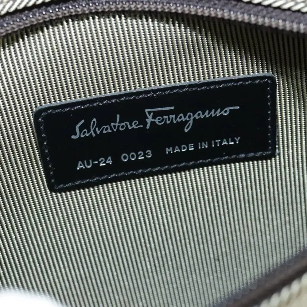 Salvatore Ferragamo Boston Bag Canvas Beige Silver